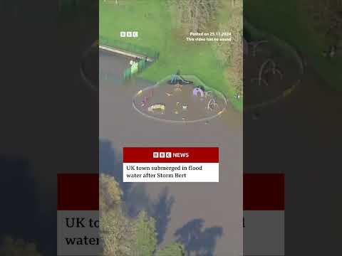 UK town submerged in water after Storm Bert. #Storm #Flood #BBCNews