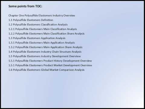 Global Polysulfide Elastomers Market